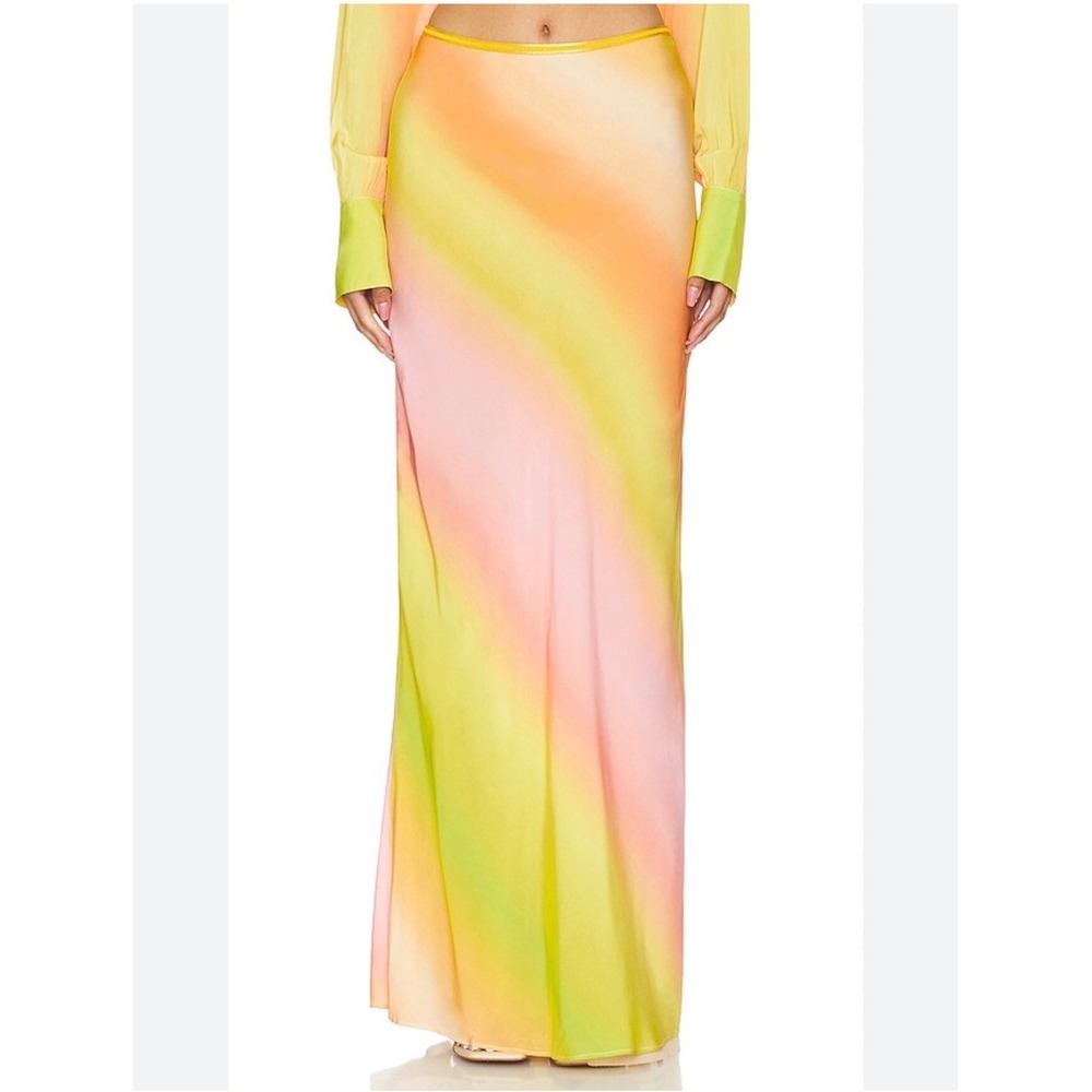 Le Superbe De La Sol Ombre Sunset Maxi Skirt Size Large Vacation Chic NWT $425